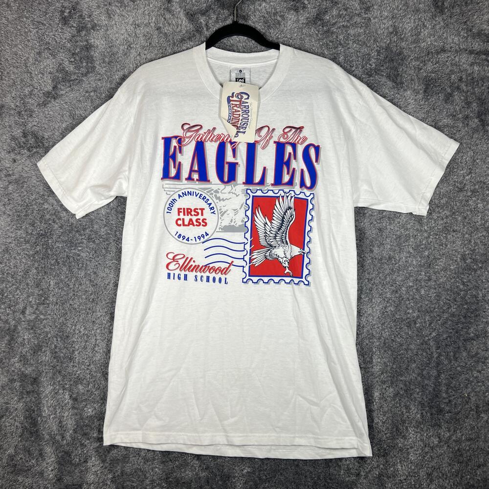 Vintage Lee Shirt Mens L White Eagles Ellinwood High School Graphic 100th